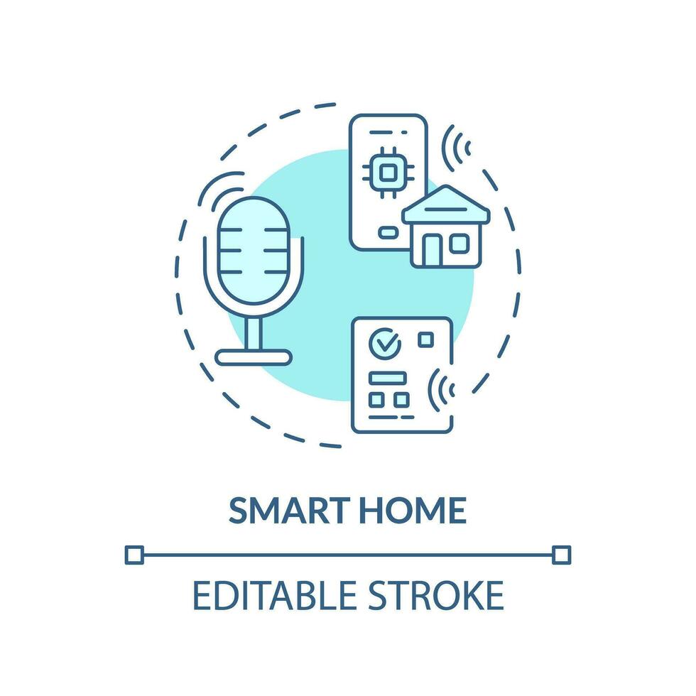 2D editable smart home thin line blue icon concept, isolated vector, illustration representing voice assistant. vector