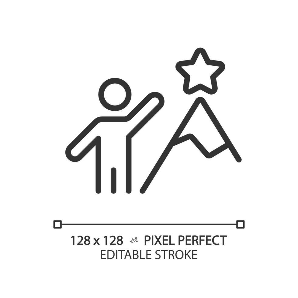 2D pixel perfect editable black perseverance icon, isolated vector, thin line illustration representing soft skills. vector