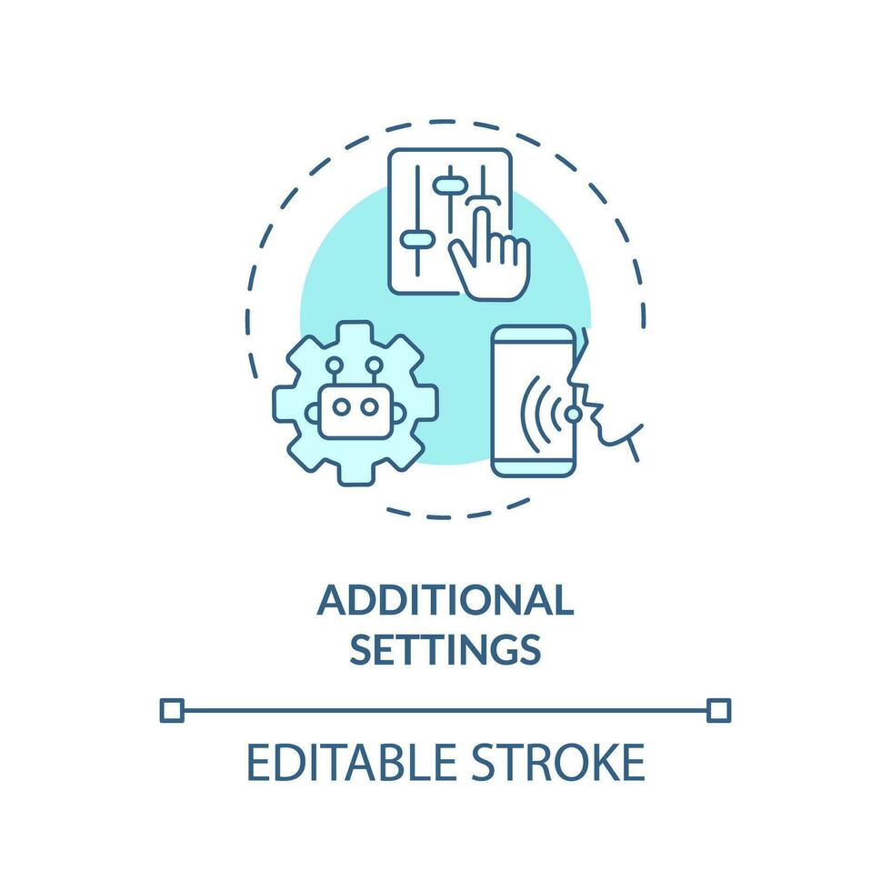 2D editable additional settings thin line blue icon concept, isolated vector, illustration representing voice assistant. vector