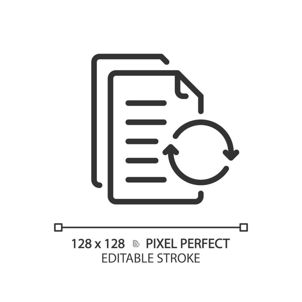 2D pixel perfect editable black document simple icon, isolated vector, thin line illustration. vector