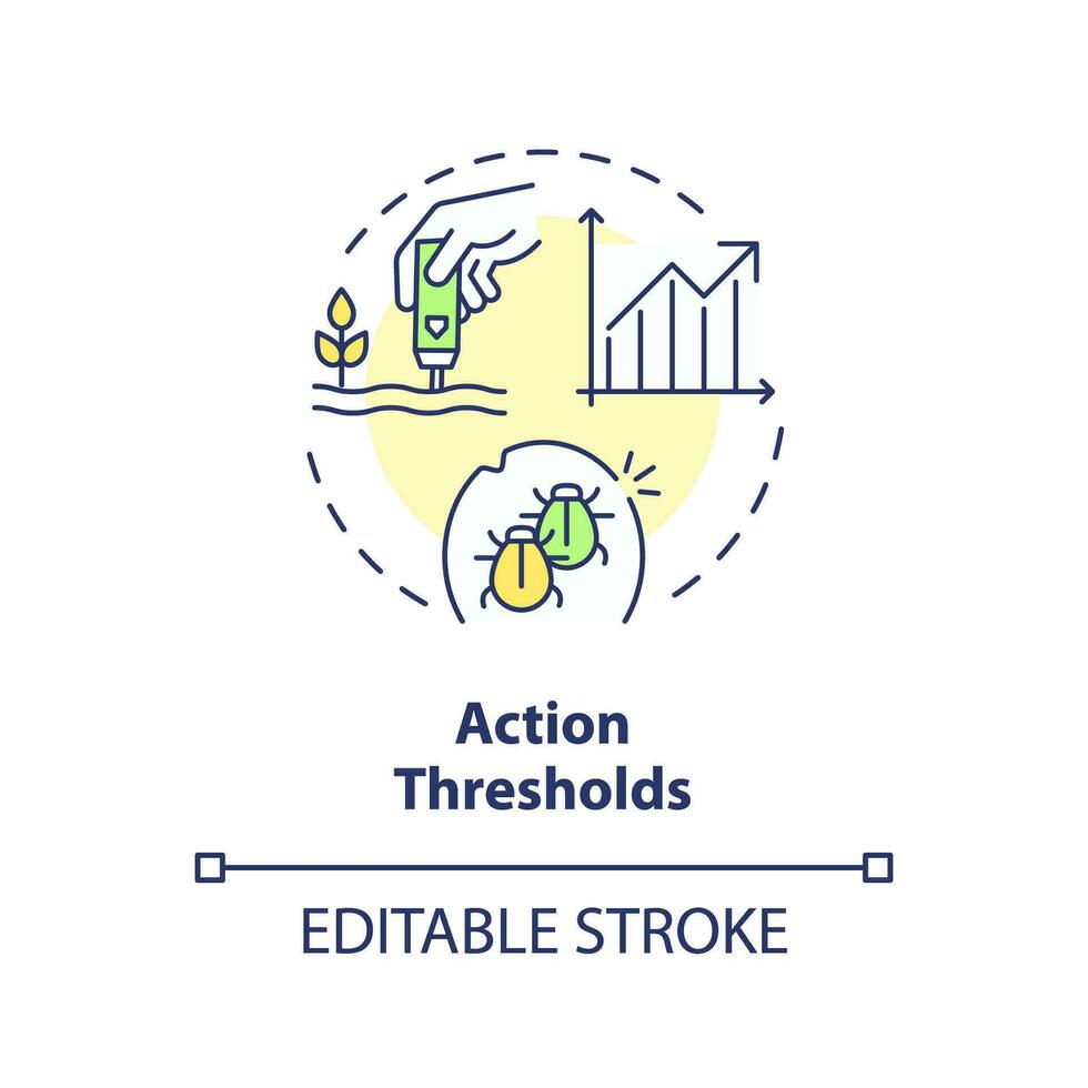 2D editable multicolor action thresholds icon, simple isolated vector, integrated pest management thin line illustration. vector