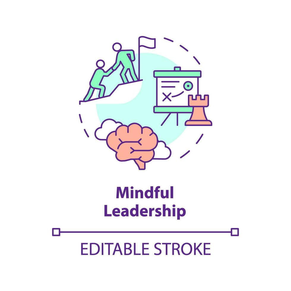 2D editable multicolor icon mindful leadership concept, isolated vector, mindful entrepreneurship thin line illustration. vector