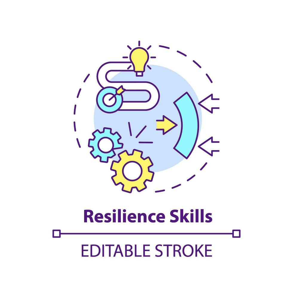 2D editable multicolor icon resilience skills concept, isolated vector, mindful entrepreneurship thin line illustration. vector