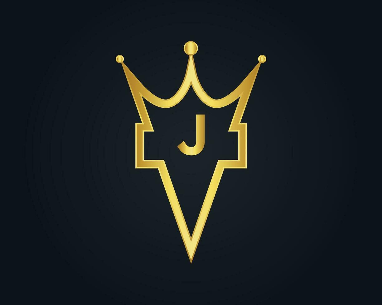 Crown shape J vector royal logo concept design