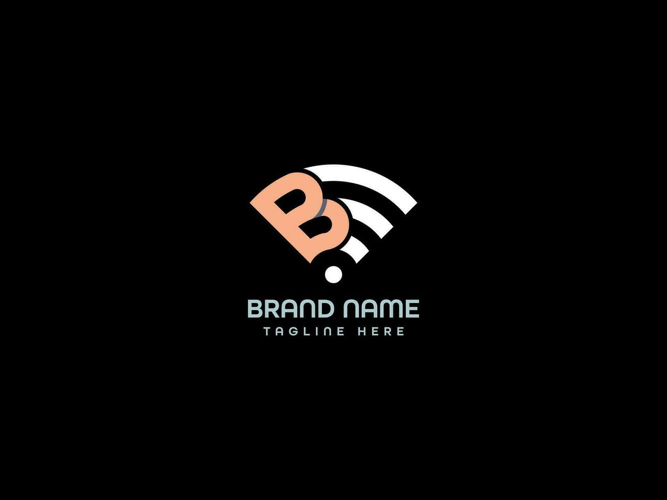 B letter logo design modern wi-fi 3d logo vector