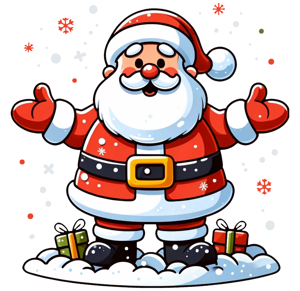 AI generated Santa Claus smiling Christmas Clipart illustrations for prints, t-shirt, posters, Mugs and use commercial png