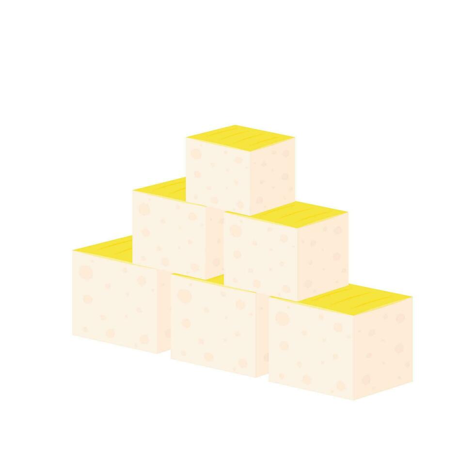 Yellow tofu vector. Tofu on white background. vector