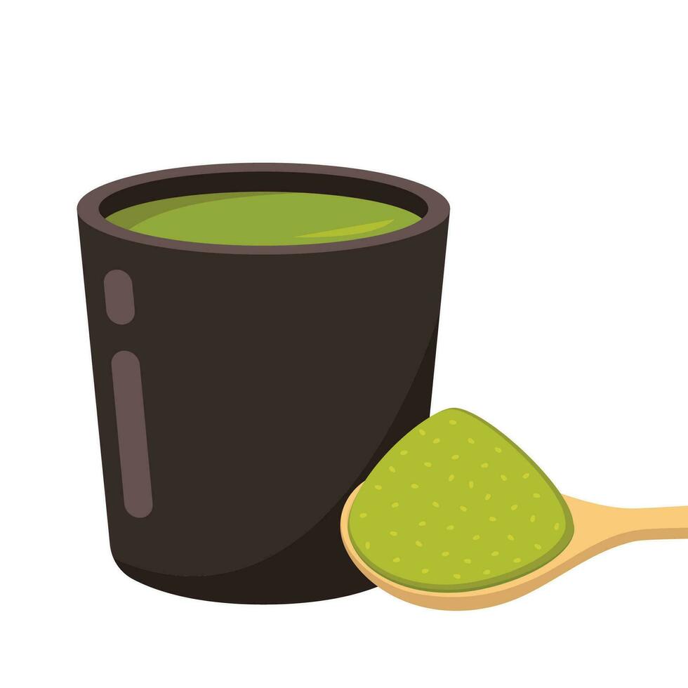 vector de taza de matcha. vector de té verde. fondo de pantalla. espacio libre para texto. símbolo. diseño de carteles de matcha.