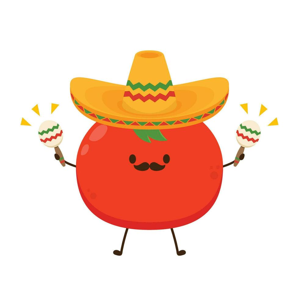Cute tomato character design. Happy vegetable vector illustration. Cartoon tomato flat design for children books.