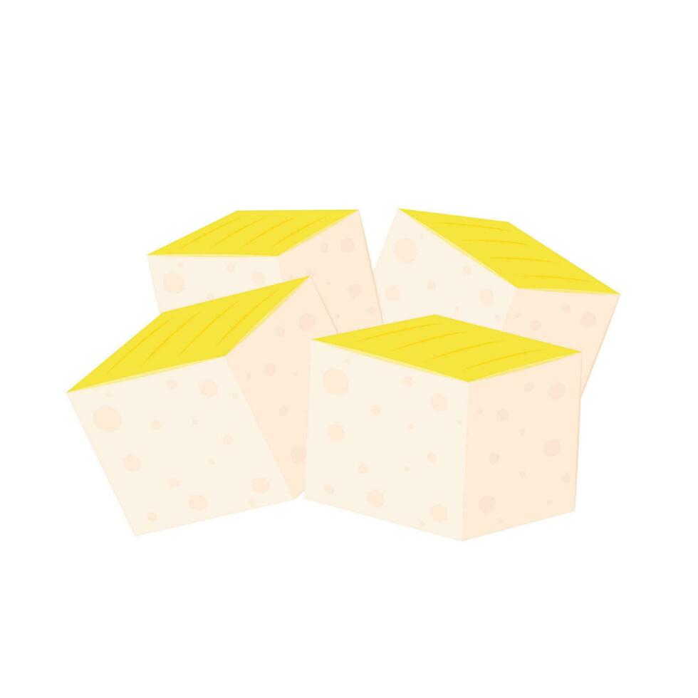 Yellow tofu vector. Tofu on white background. vector