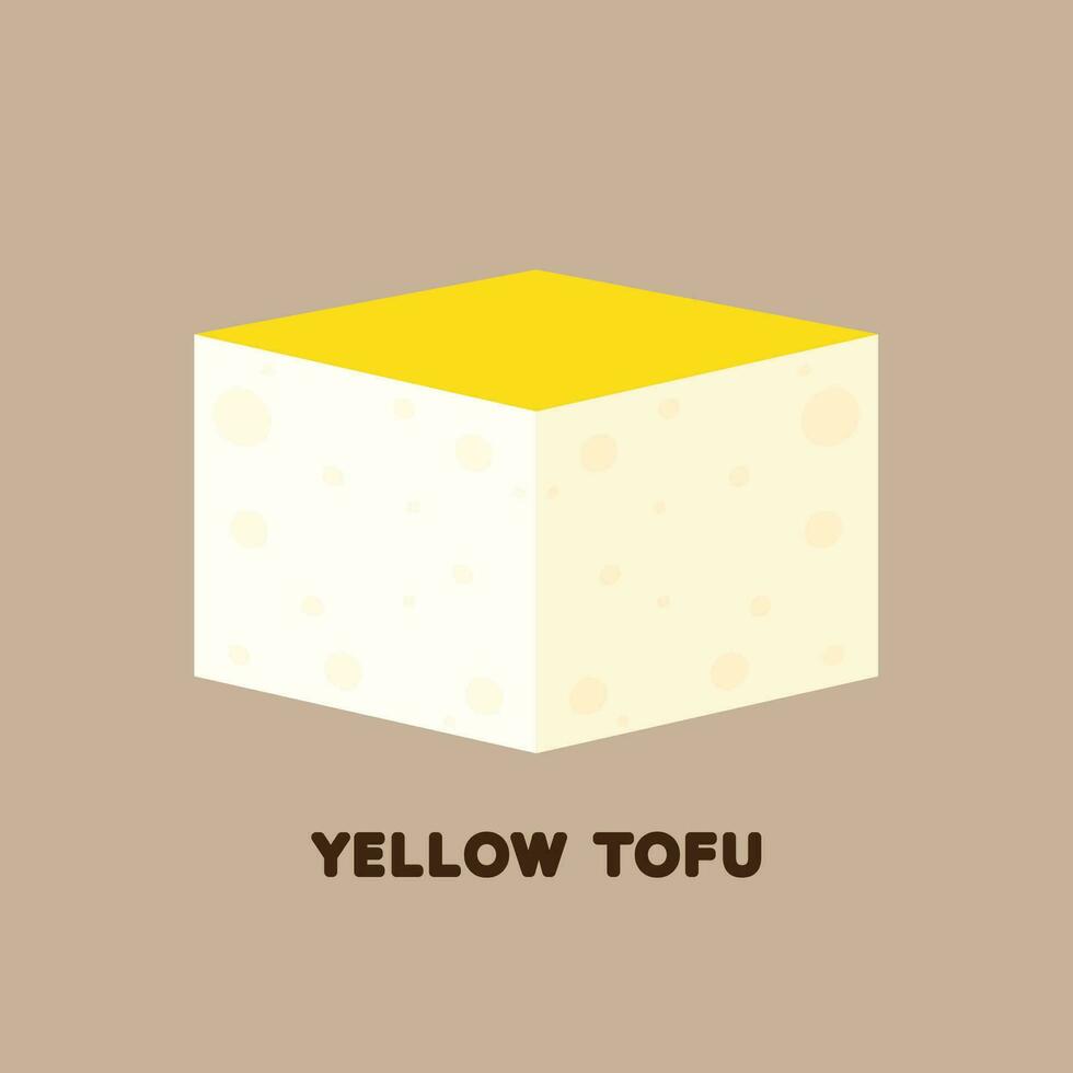 Yellow tofu vector. Tofu on white background. vector