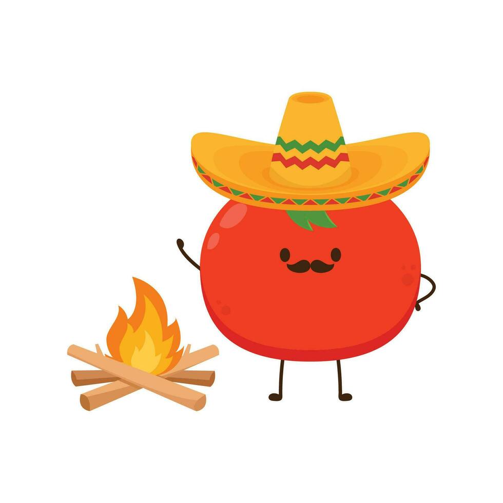 lindo diseño de personajes de tomate. Ilustración de vector vegetal feliz. diseño plano de tomate de dibujos animados para libros infantiles.