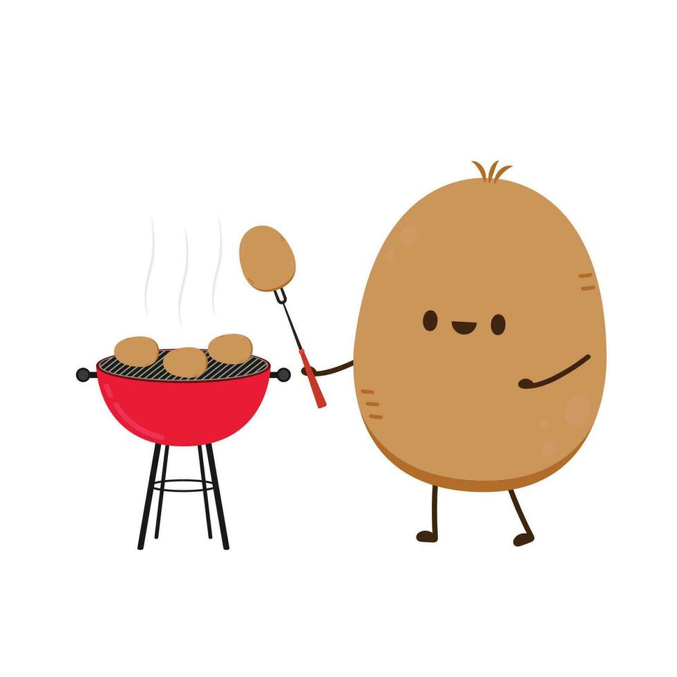 Potato character design. Potato vector. Potato cartoon on white background. vector