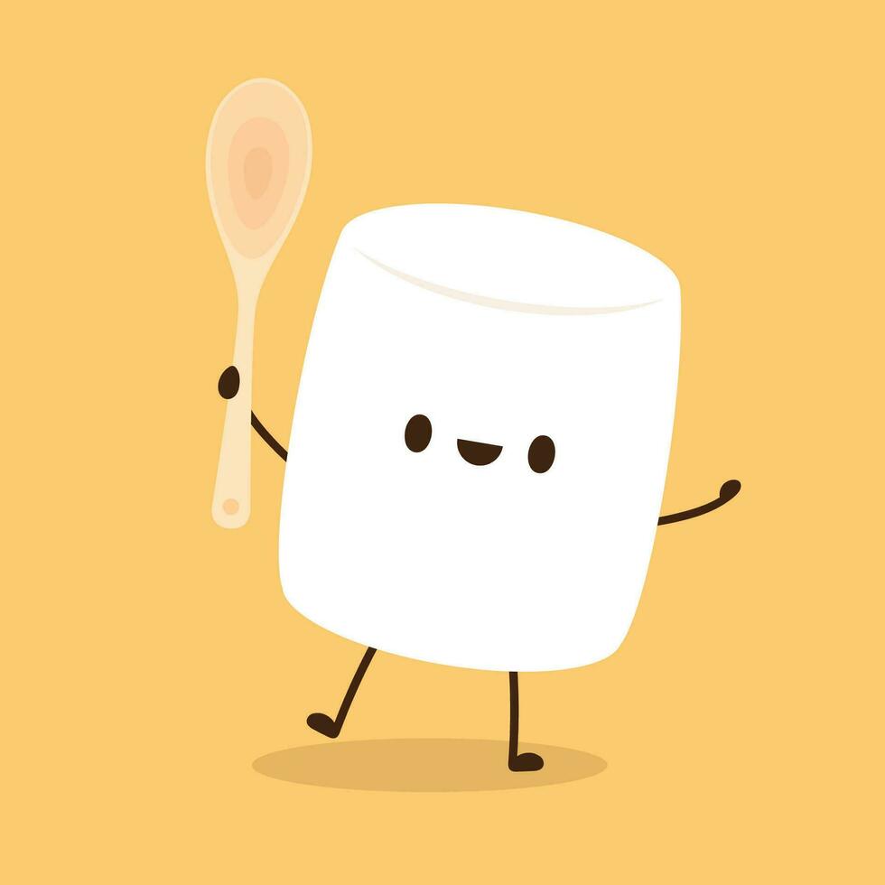 White Marshmallow cartoon. marshmallow character design. Marshmallow vector. vector