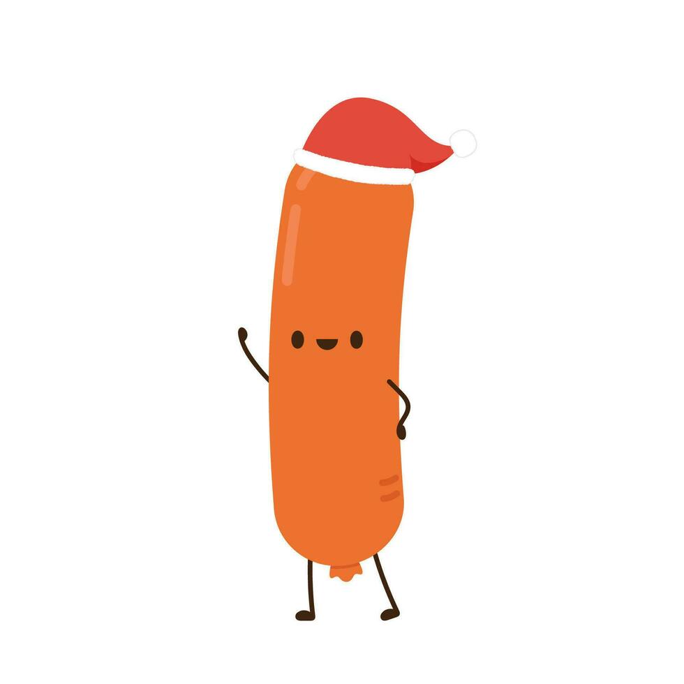 Sausage character design. Sausage on white background. vector