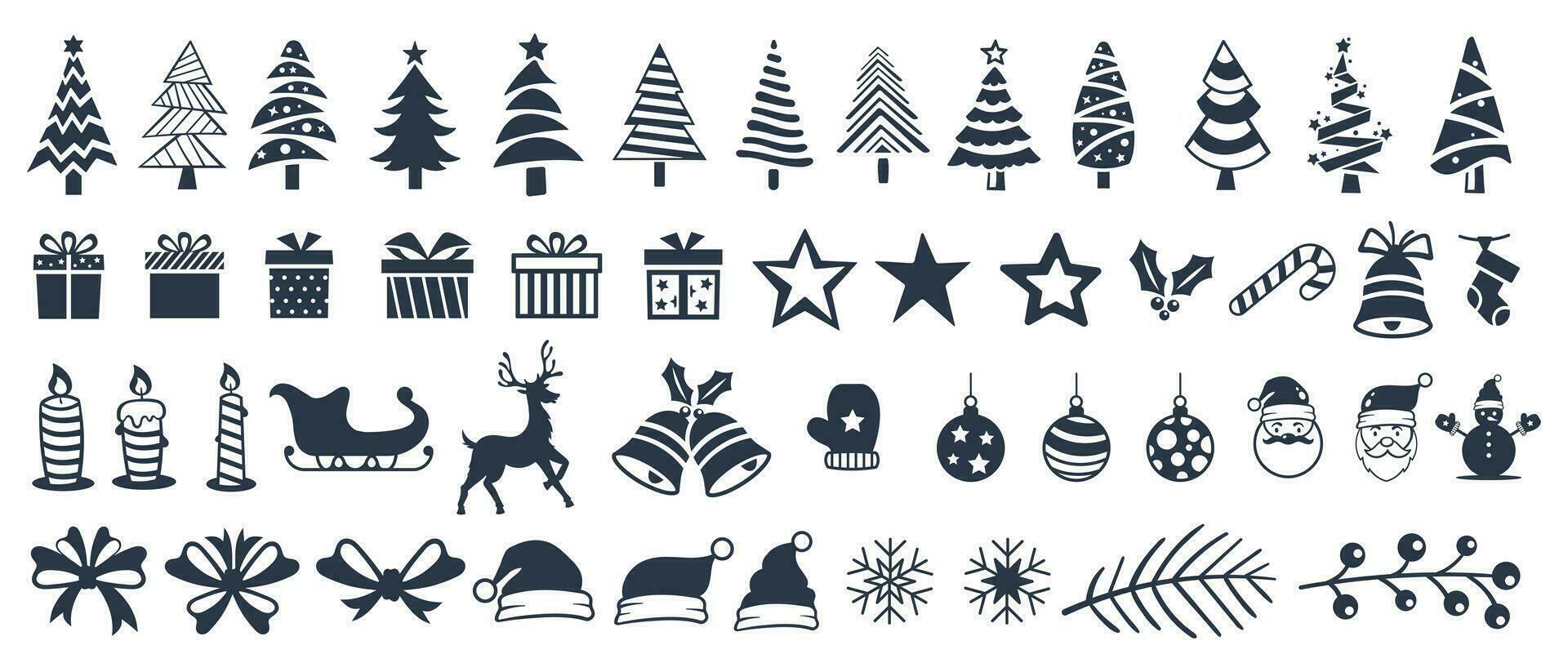 Christmas Elements silhouette. Christmas Icon Set vector
