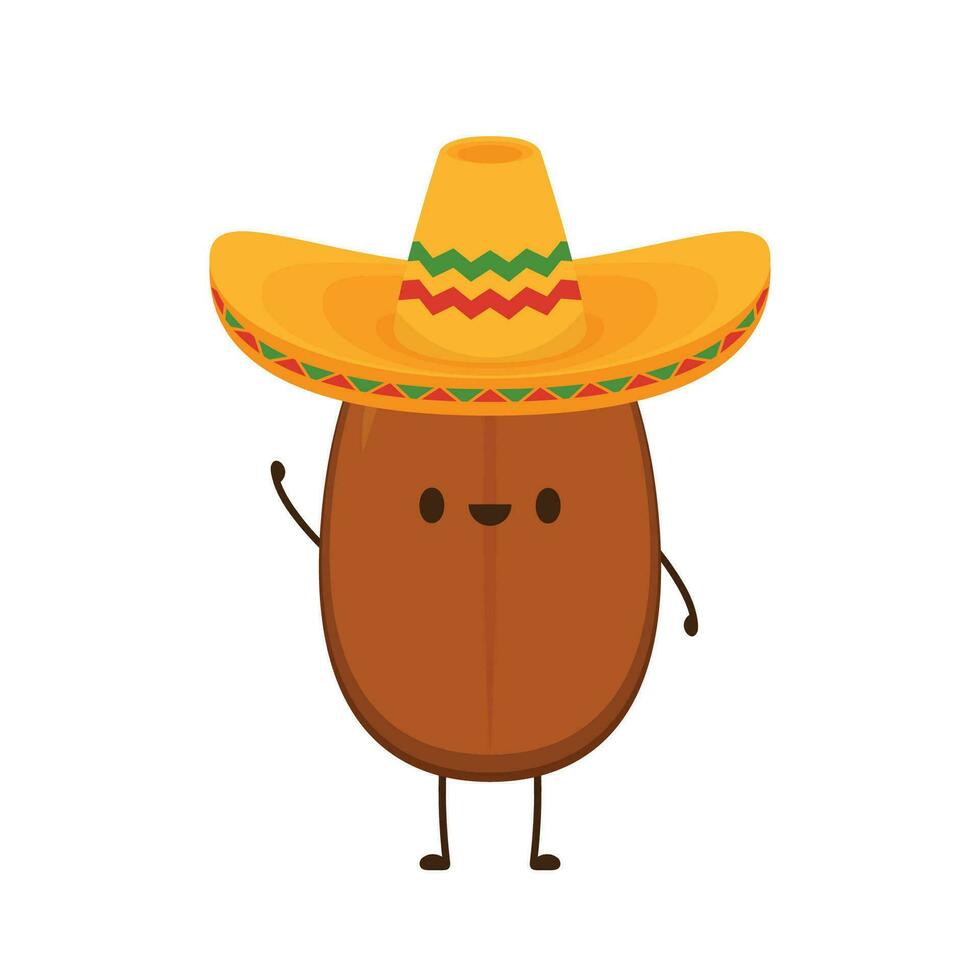 Smiling happy coffee bean. Vector flat cartoon character illustration icon design.Isolated on white background. Coffee bean character concept.