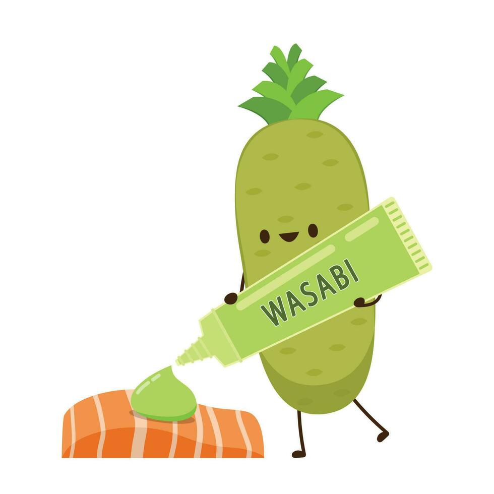 Wasabi root character. Wasabi root on white background. vector