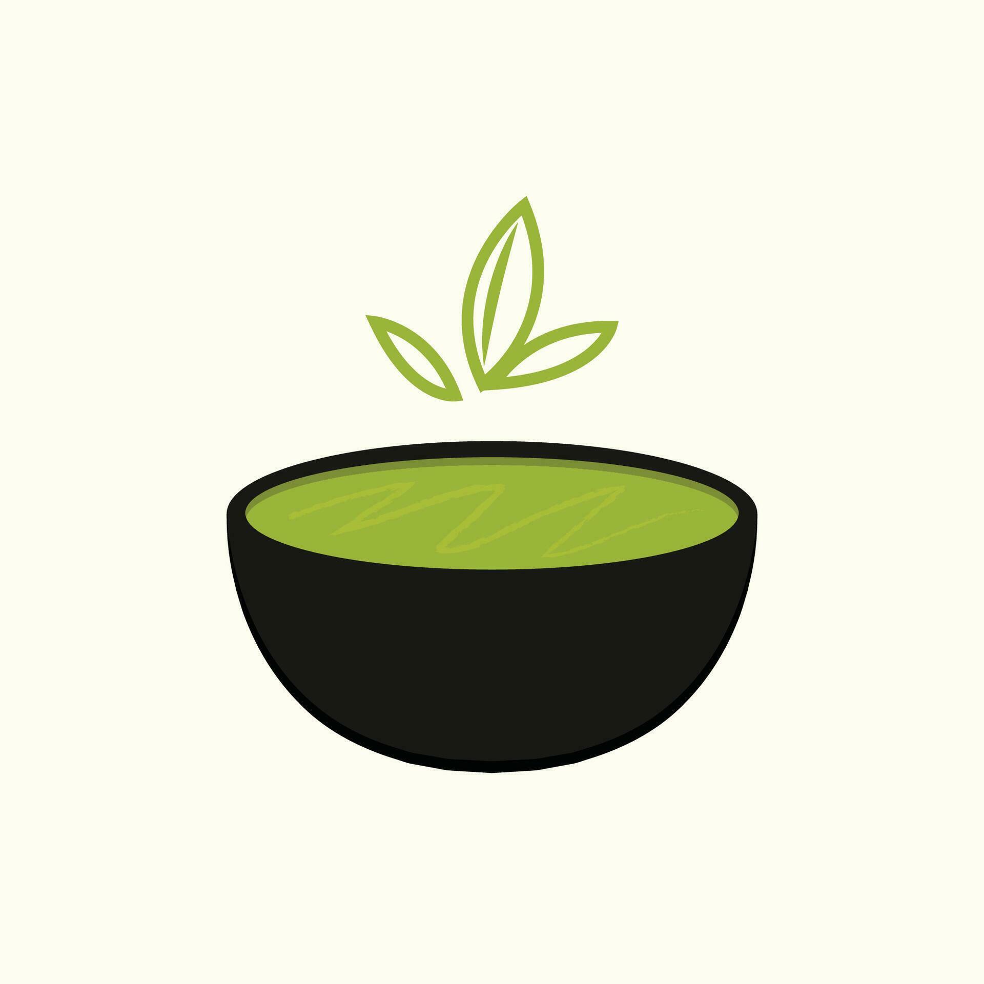 Green tea cup vector. wallpaper. free space for text. Matcha tea vector