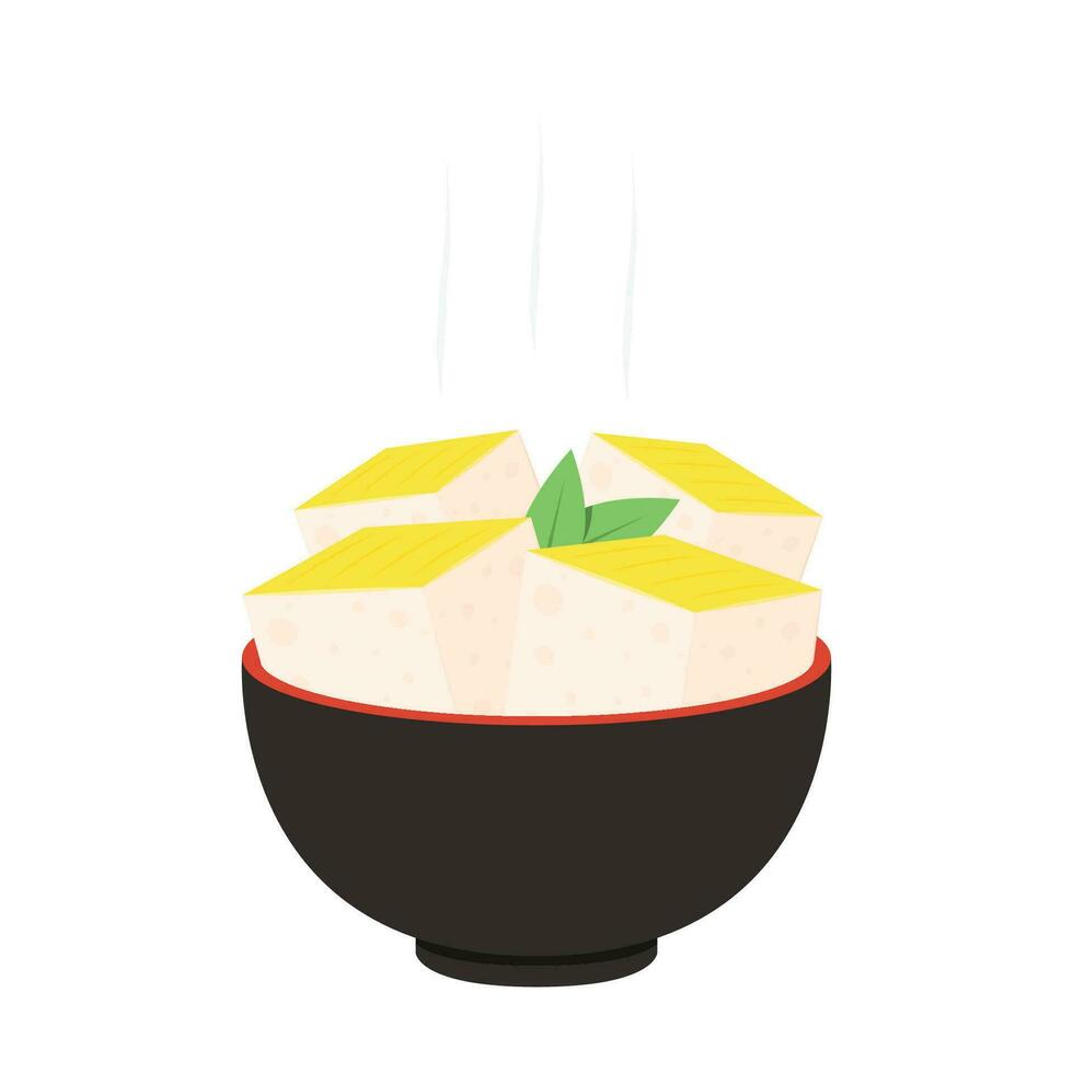 Yellow tofu vector. Tofu on white background. vector