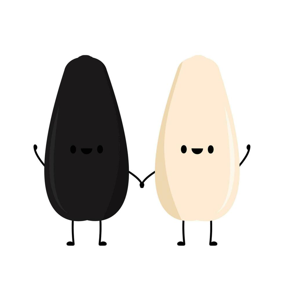 negro y blanco sésamo semilla personaje. sésamo semilla en blanco antecedentes. vector