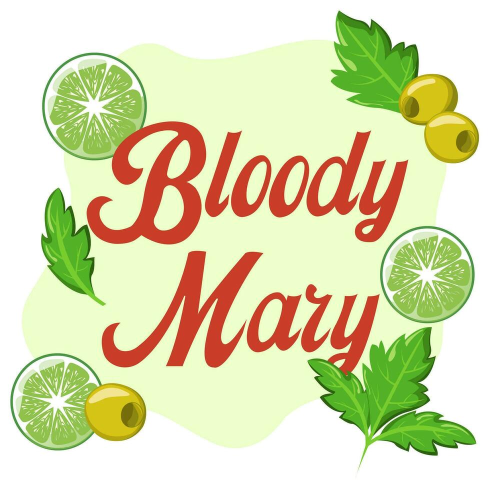 Bloody Mary banner. In cartoon style.For menu, cocktail cards. Vector illustration