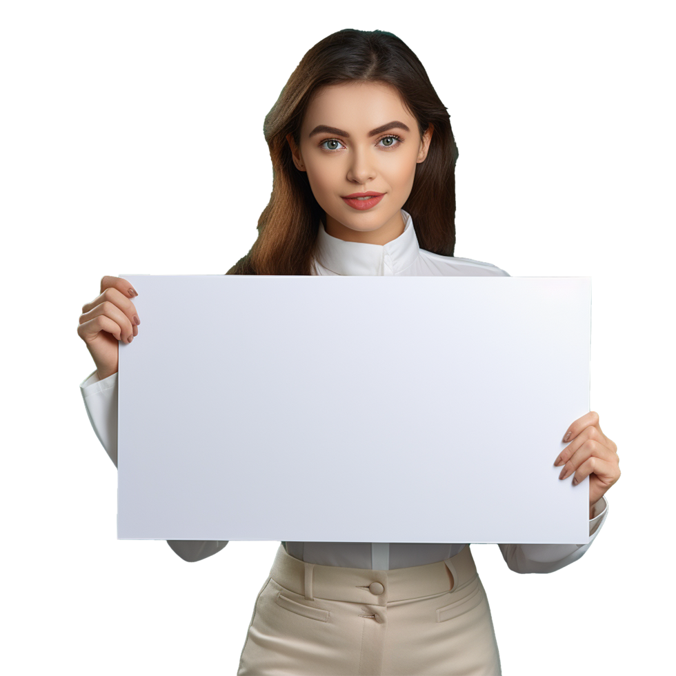 AI generated Businessman holding placard png isolated on transparent background