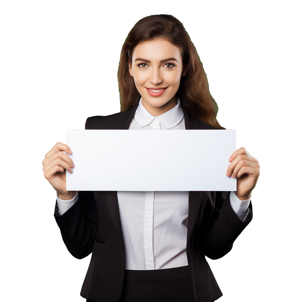AI generated Businessman holding placard png isolated on transparent background