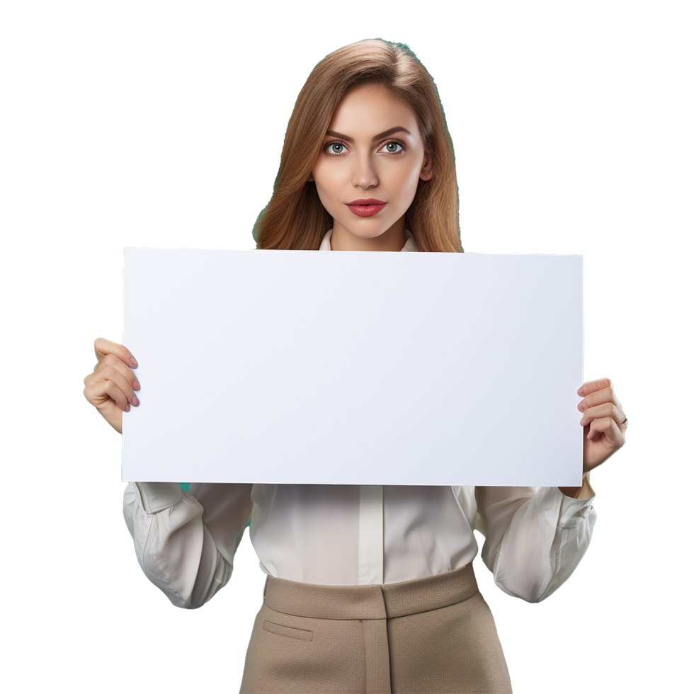 AI generated Businessman holding placard png isolated on transparent background