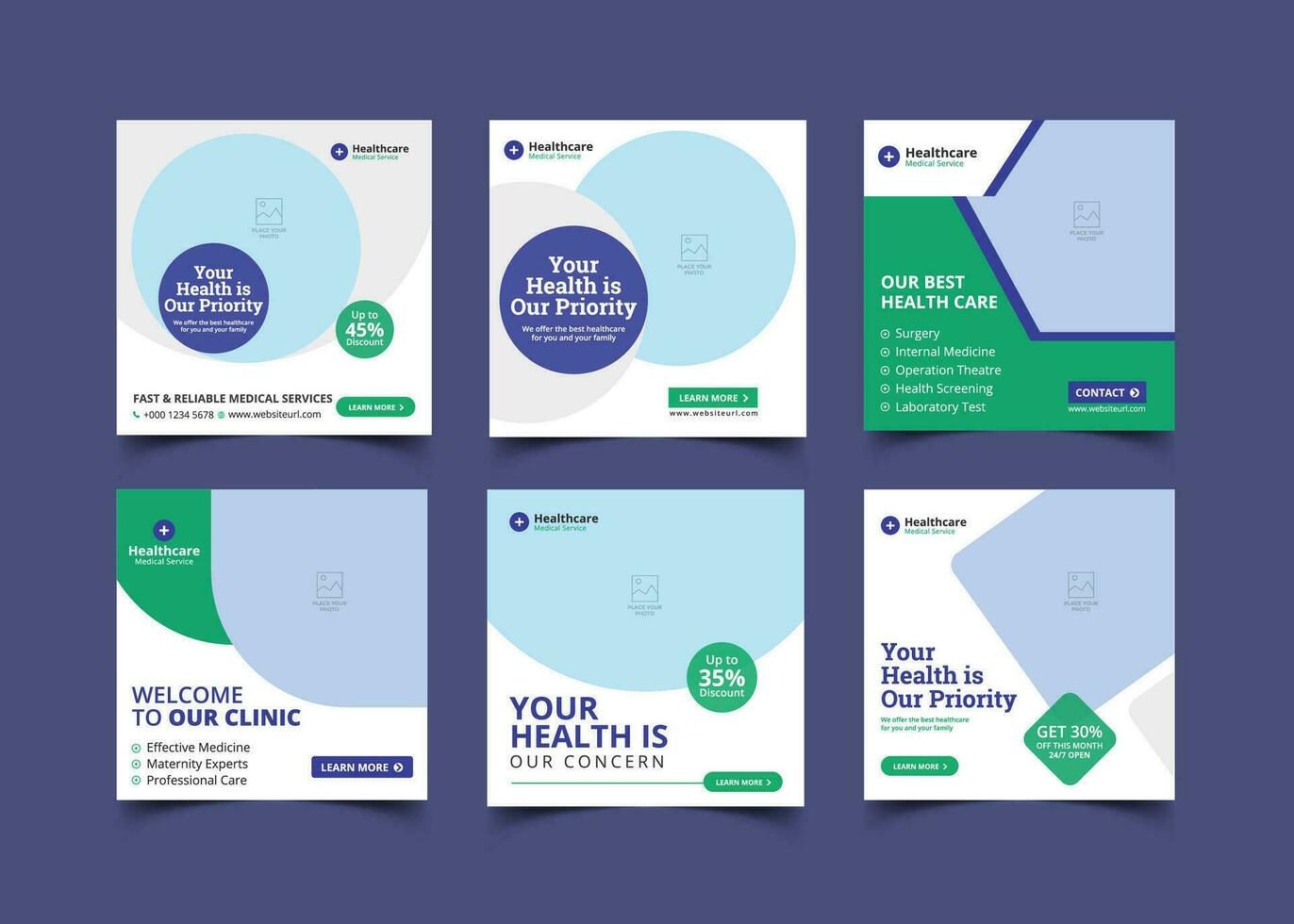 Medical Social Media Post Template and healthcare service web banner design vector