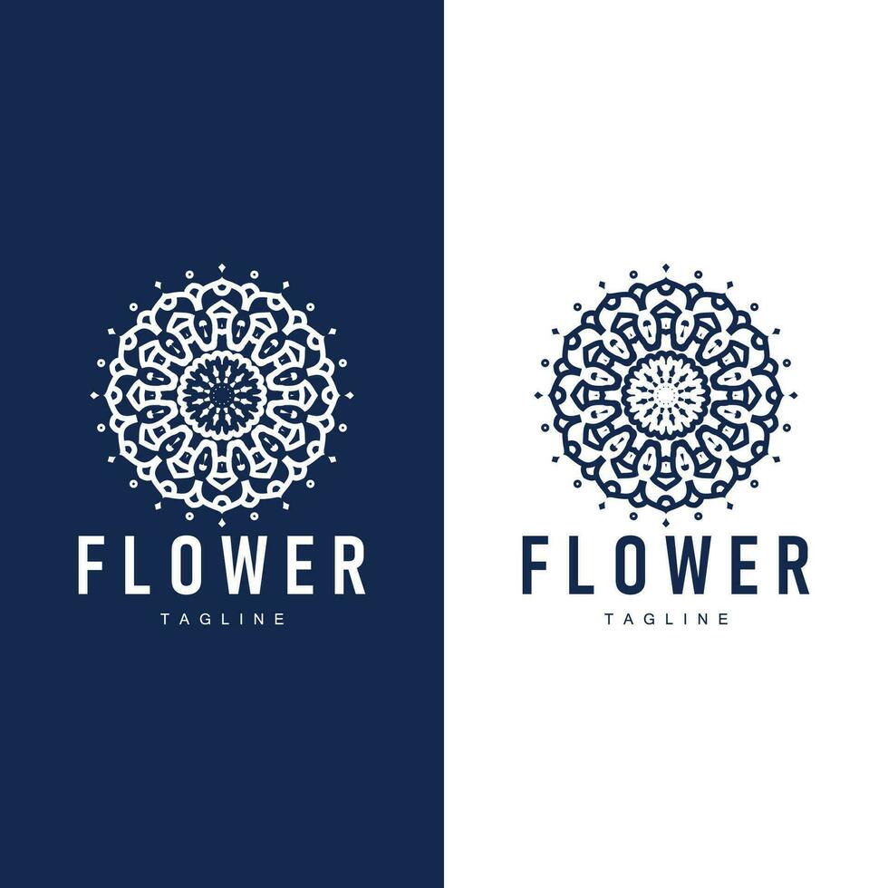 Abstract style flower logo design simple floral mandala illustrator template vector
