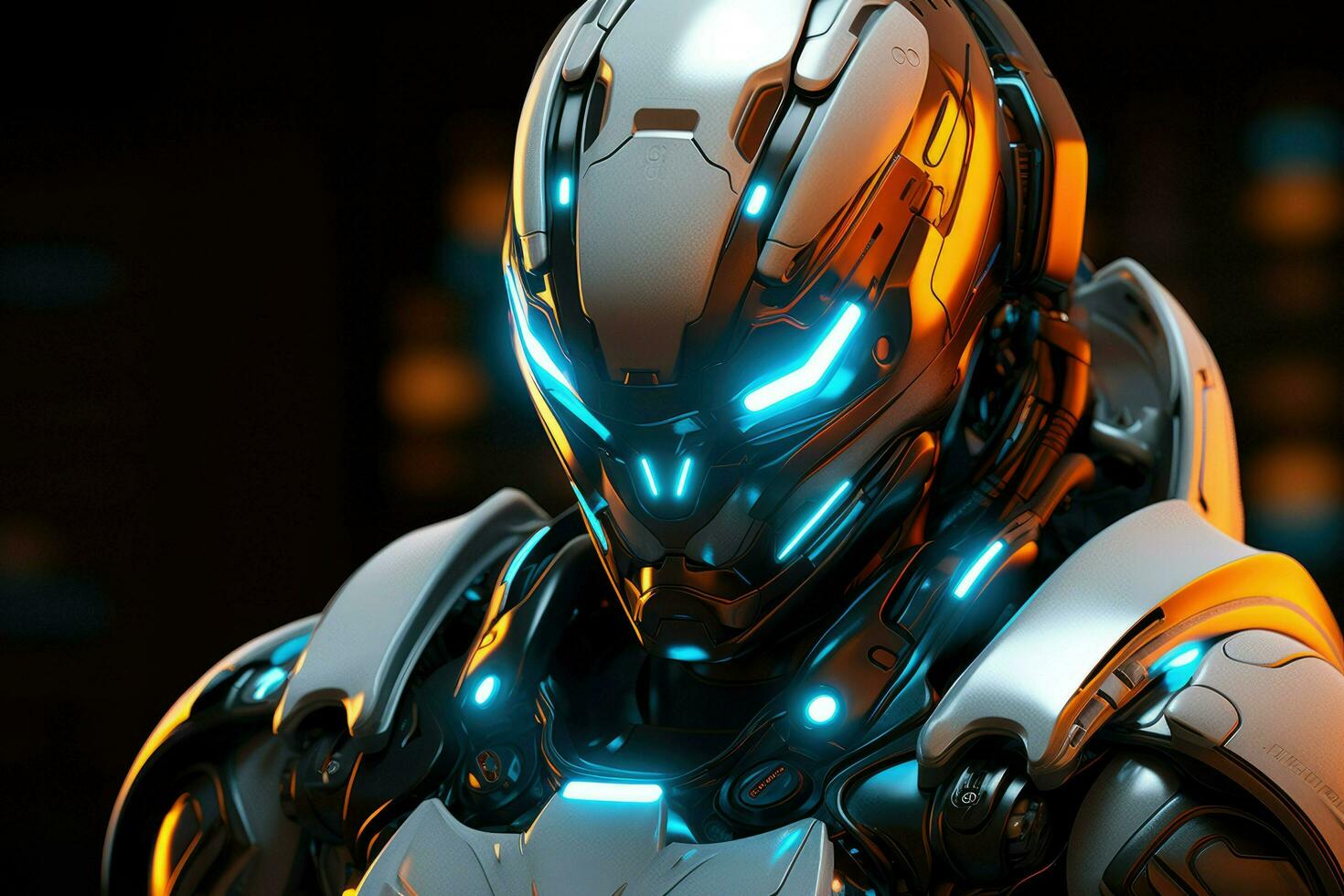 AI generated Modern futuristic robot with glowing eyes Ai generated photo