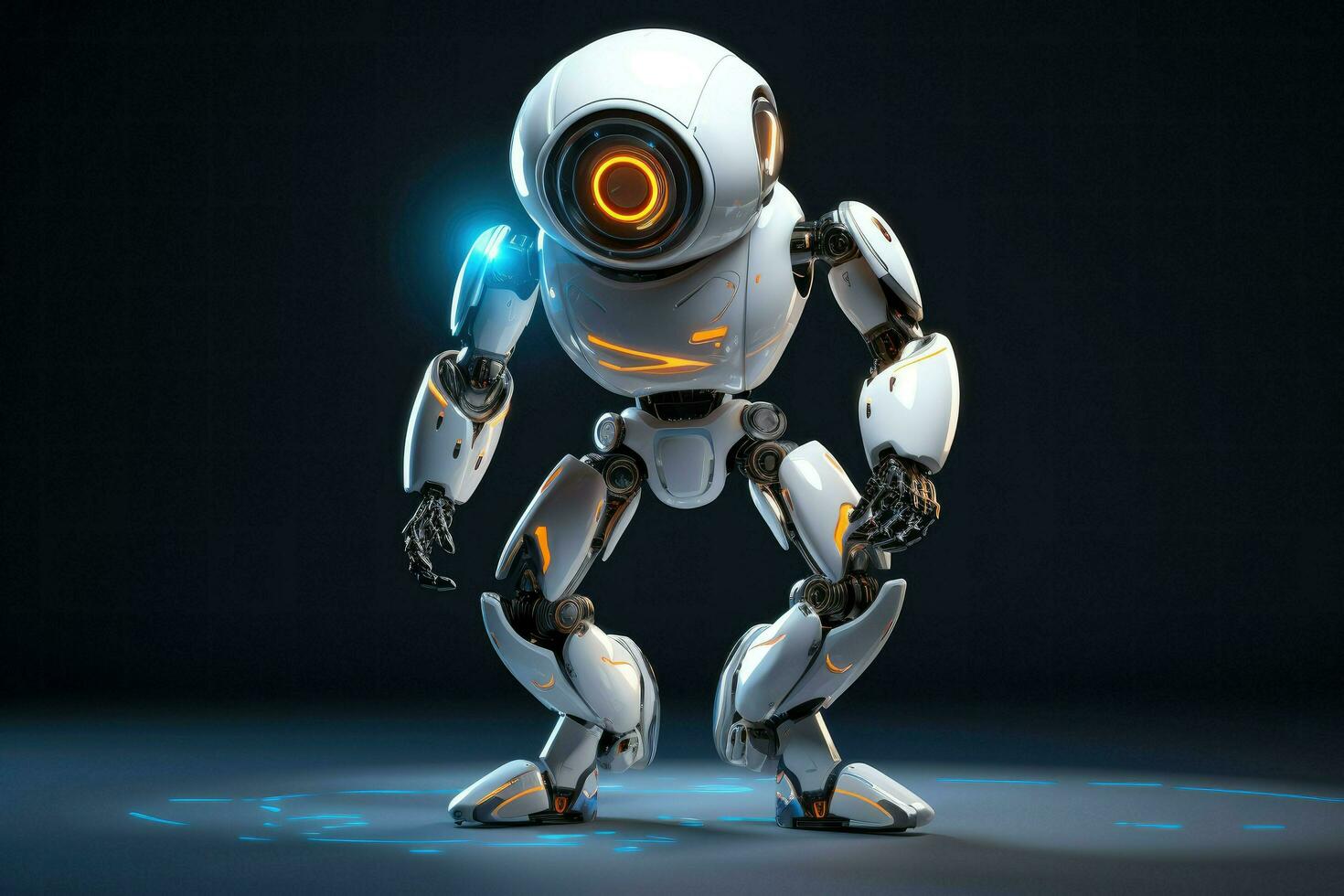 AI generated Modern futuristic robot with glowing eyes Ai generated photo