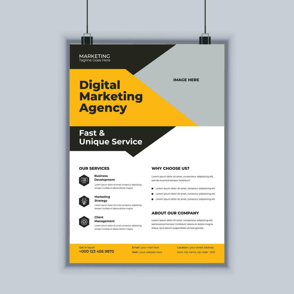 Digital marketing agency business flyer design vector template