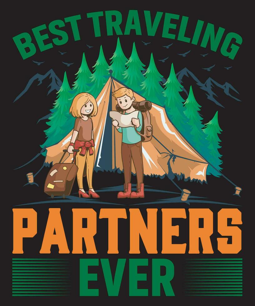 Travel Partners For Life Funny Vector travel T-shirt Design for T shirt Printing