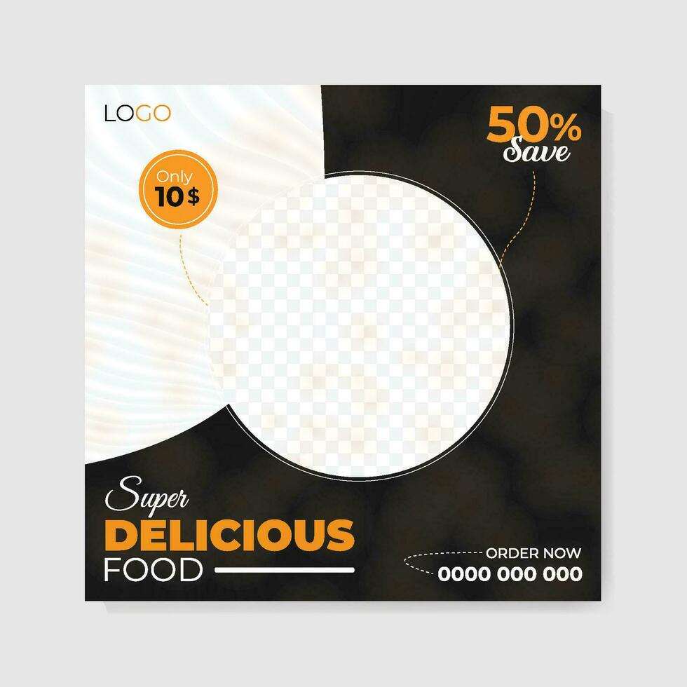 Food social media banner design template. vector