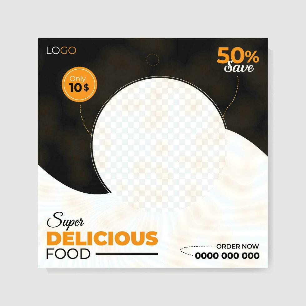 Food social media banner design template. vector