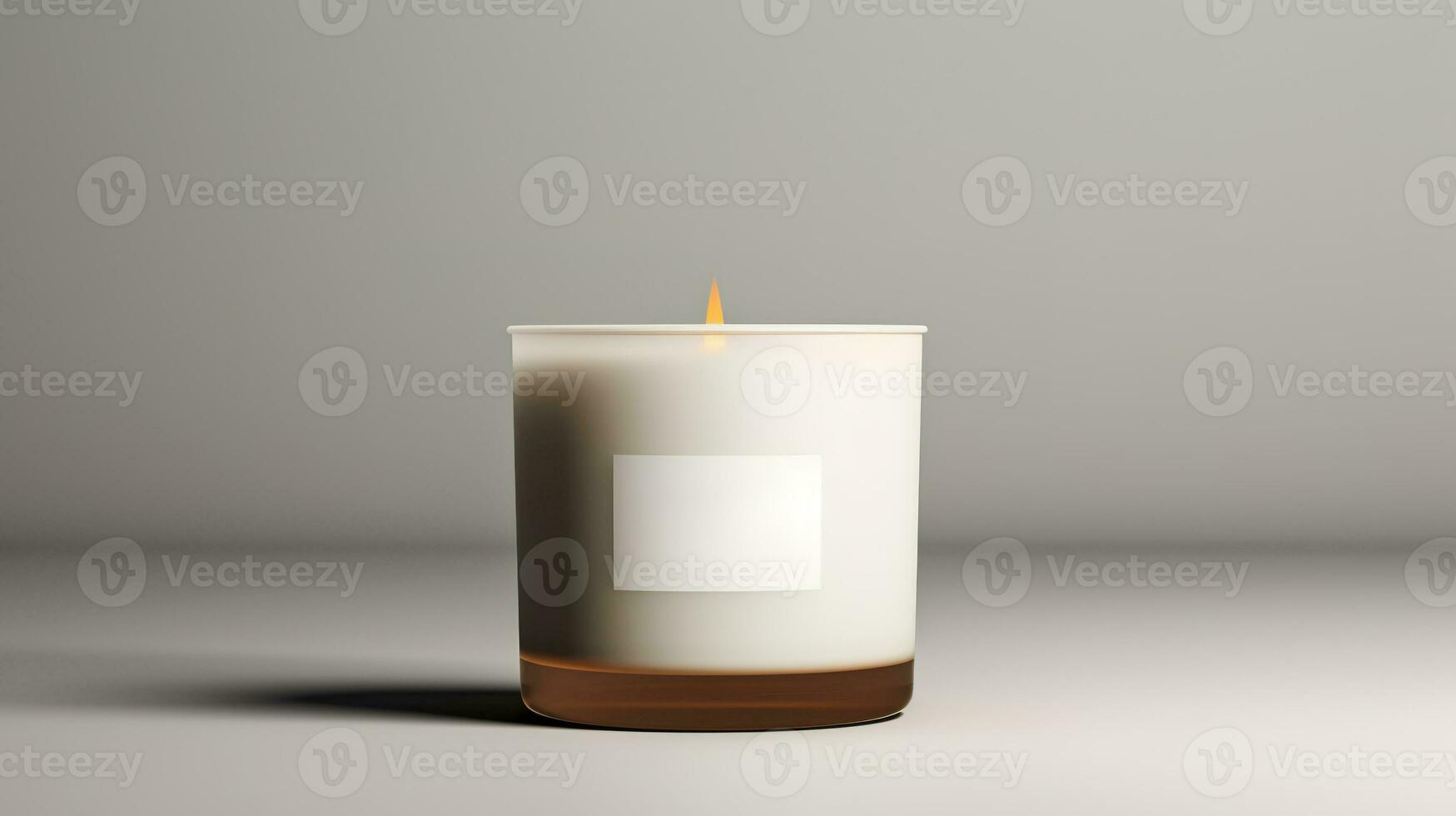 AI generated Generative AI, candle with label mockup. Aesthetic minimalistic composition blank, textile. Comfort, spa, relax and wellness concept. photo