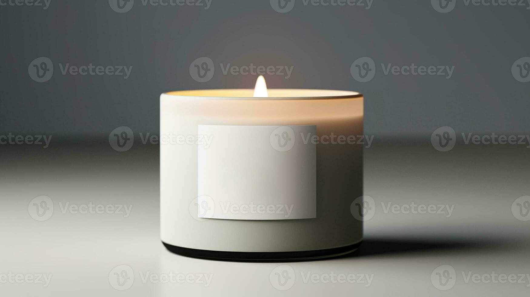 AI generated Generative AI, candle with label mockup. Aesthetic minimalistic composition blank, textile. Comfort, spa, relax and wellness concept. photo