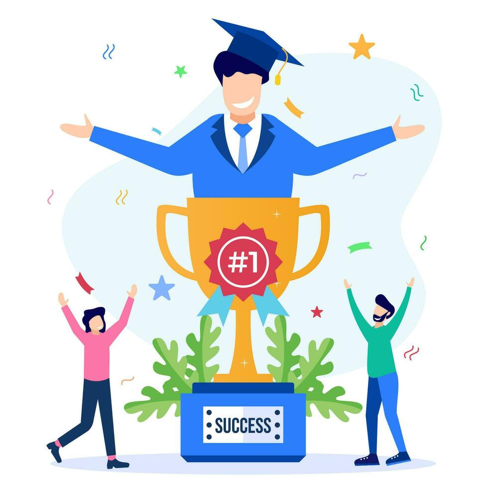 Illustration vector graphic cartoon character of graduation