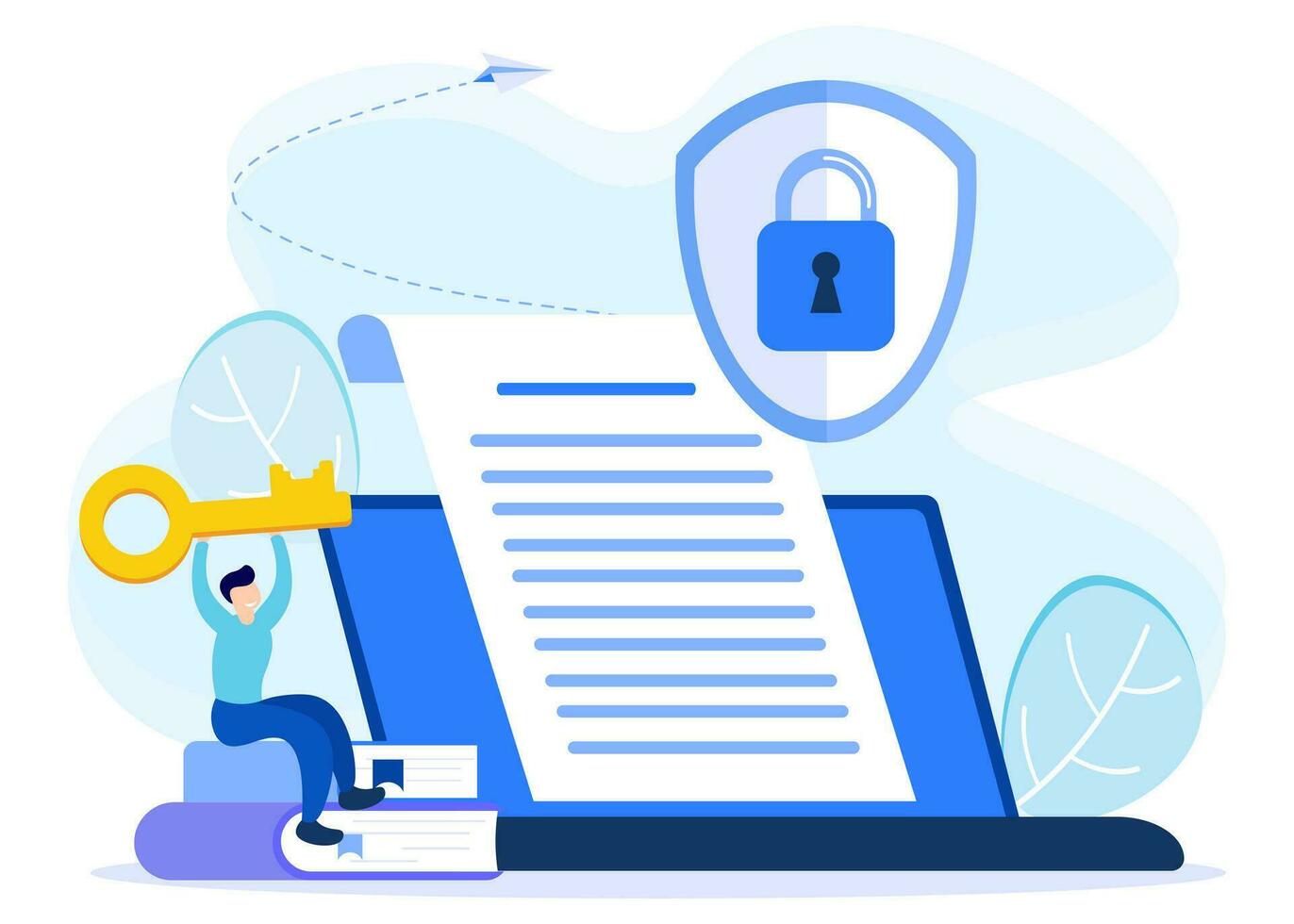 Illustration vector graphic cartoon character of data and document protection