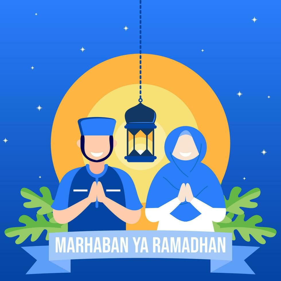 Illustration vector graphic cartoon character of ramadhan