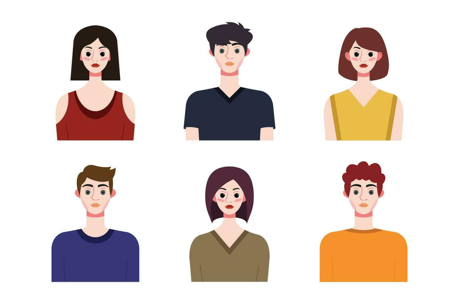 conjunto colección de personas avatar diseño. caracteres para social medios de comunicación y redes, sitio web, aplicación diseño, desarrollo, usuario perfil, y usuario perfil iconos vector ilustración.