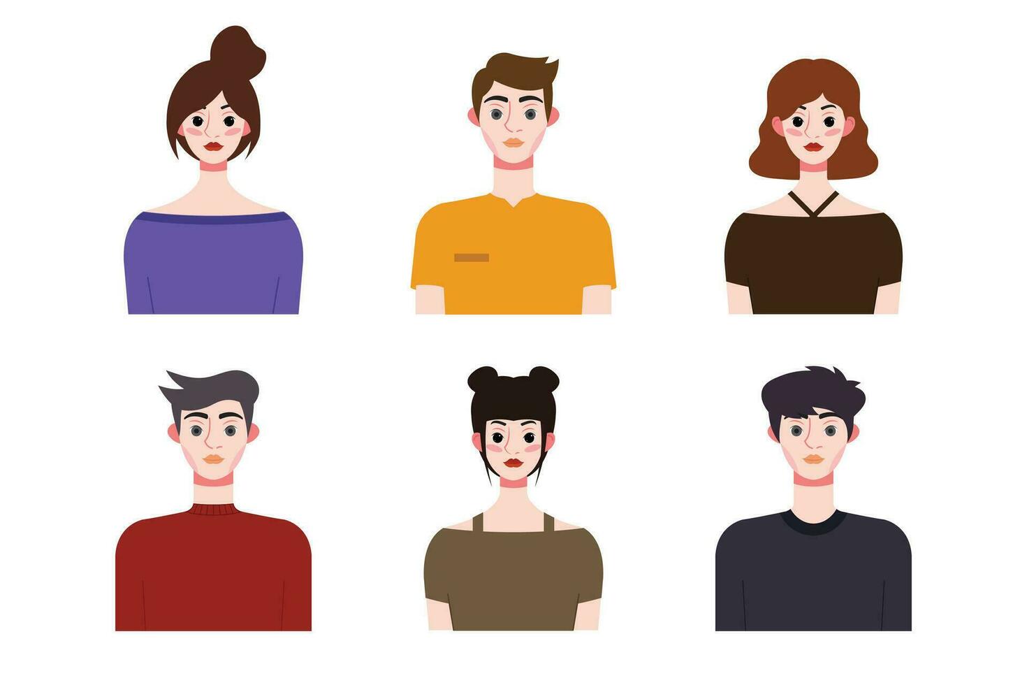 Set collection of people avatar design. Characters for social media and networking, website, app design, development, user profile, and user profile icons. Vector illustration.