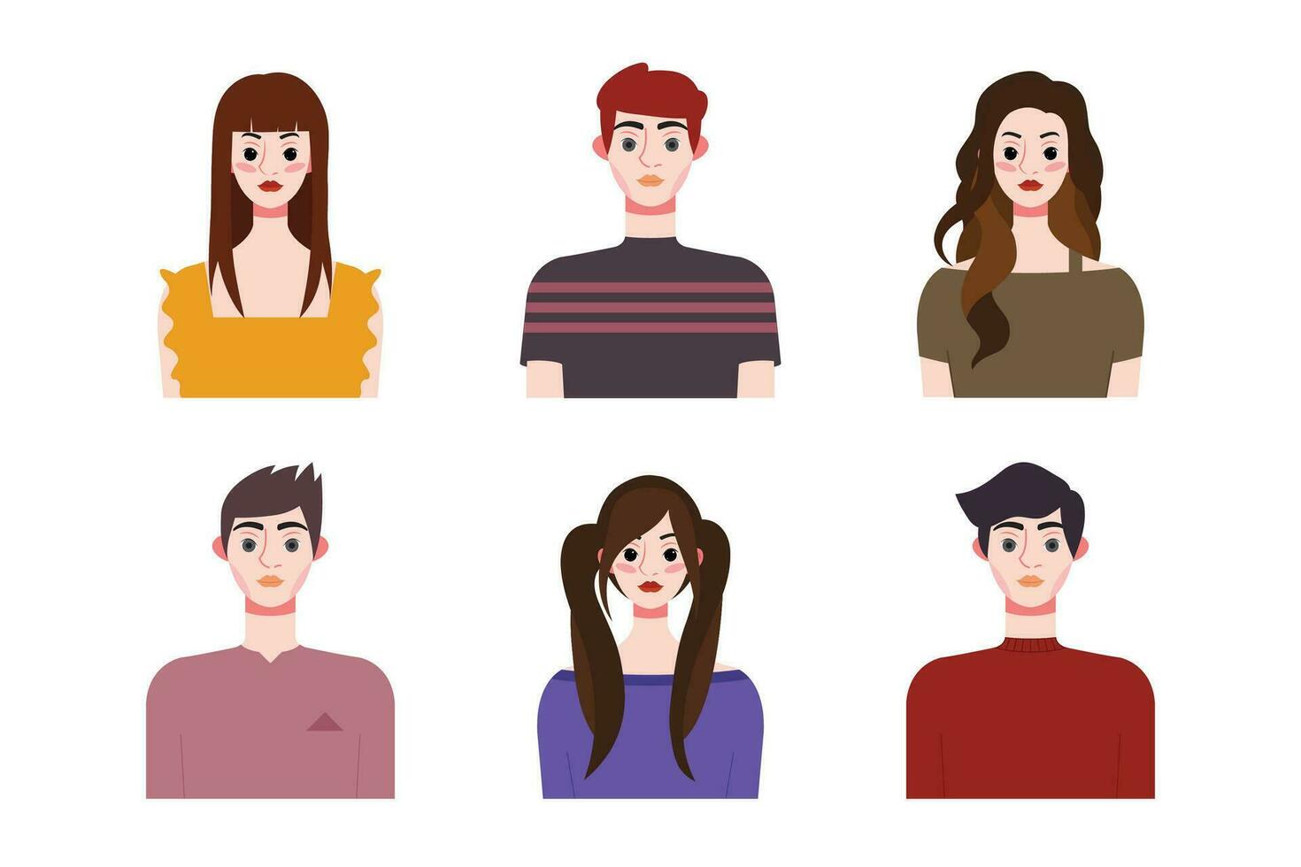 conjunto colección de personas avatar diseño. caracteres para social medios de comunicación y redes, sitio web, aplicación diseño, desarrollo, usuario perfil, y usuario perfil iconos vector ilustración.