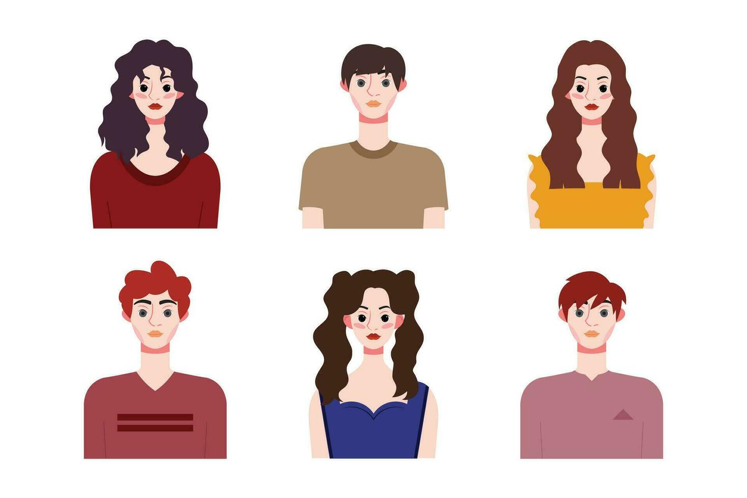 Set collection of people avatar design. Characters for social media and networking, website, app design, development, user profile, and user profile icons. Vector illustration.