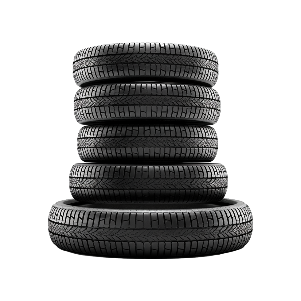 AI generated Tires stacked up isolated on transparent background png