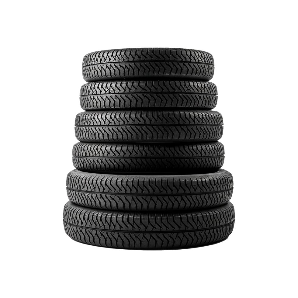 AI generated Tires stacked up isolated on transparent background png