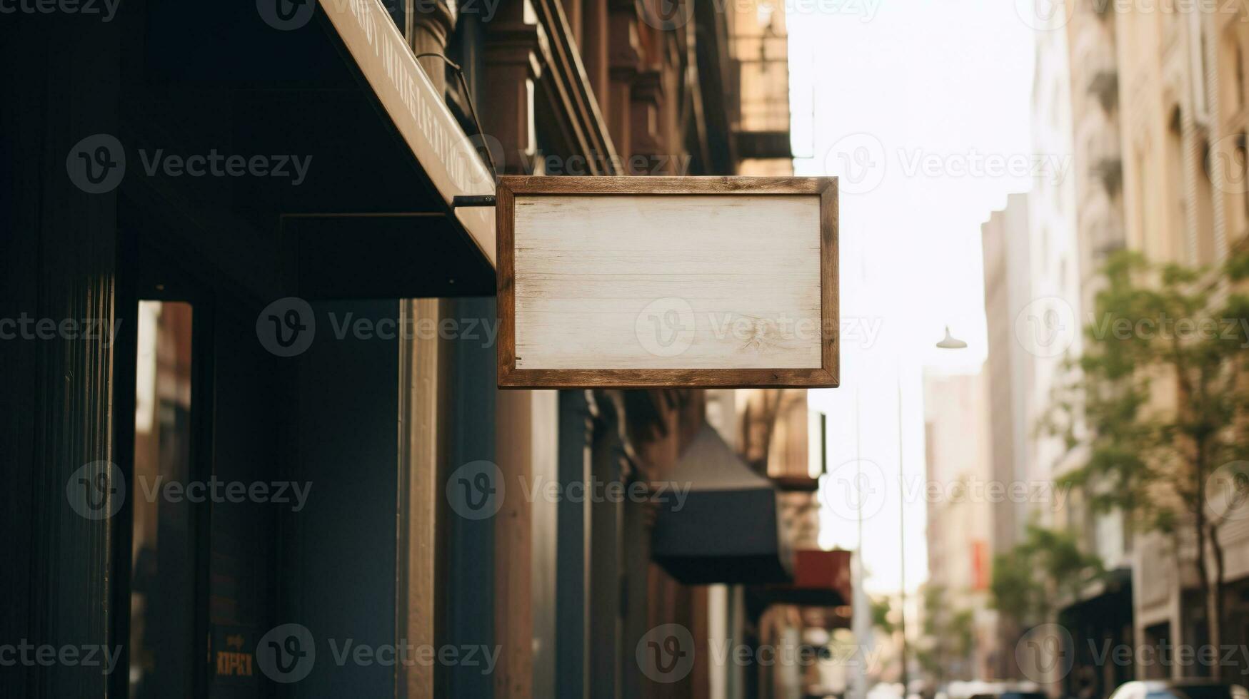 AI generated Generative AI, coffee shop street signboard mock up for