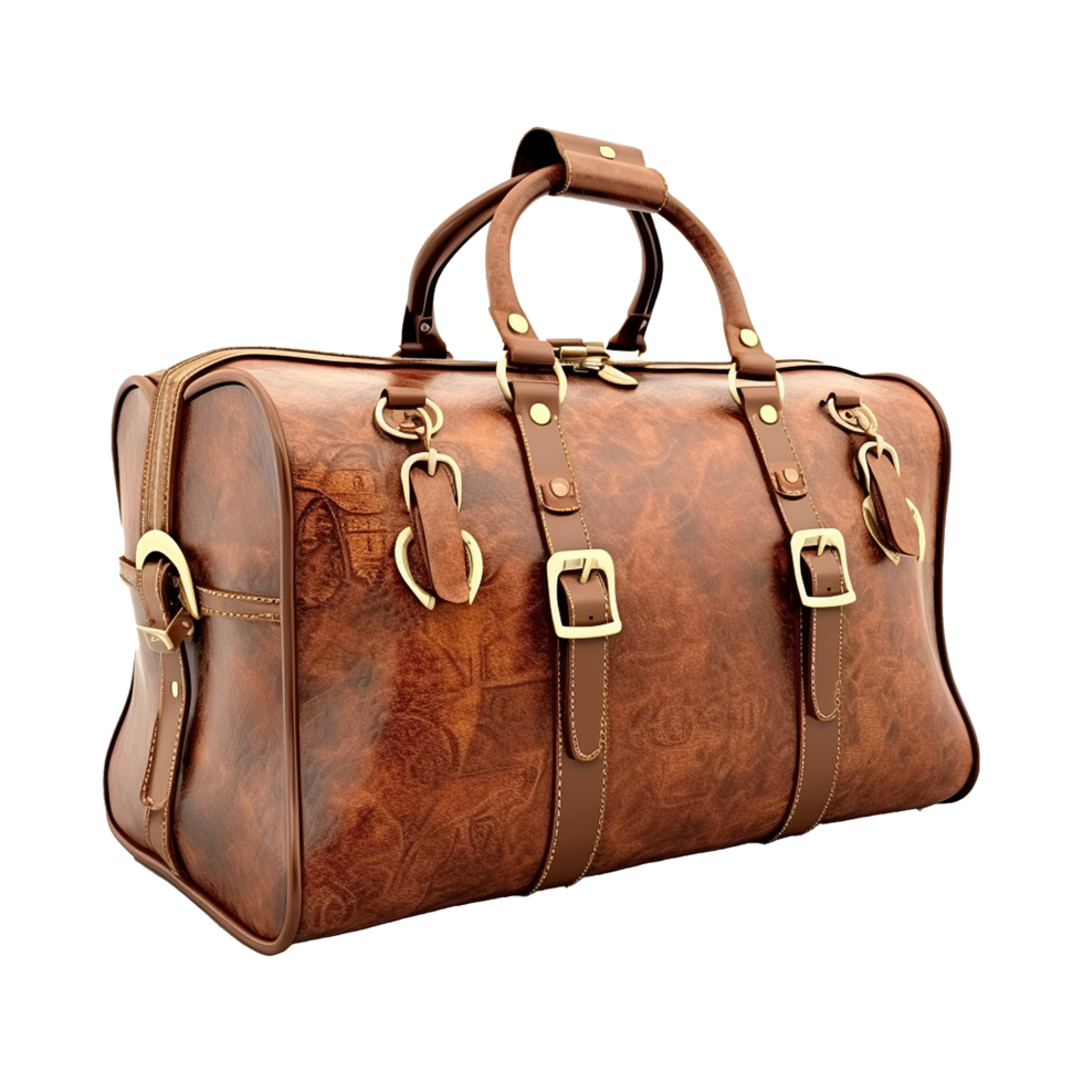 AI generated Large travel bag suitcase with wheels and handle isolated on transparent background png